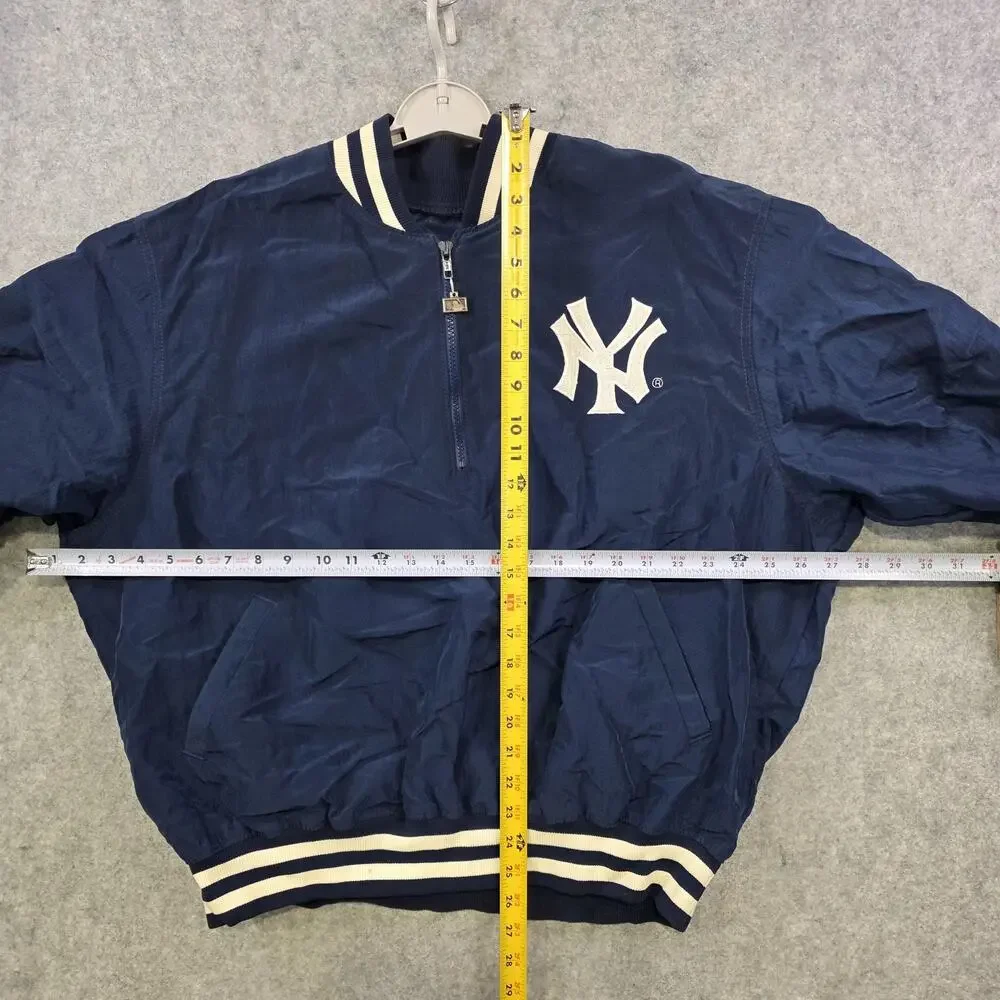 Vintage New York‎ Yankees Jacket Mens XL Blue MLB Baseball Starter Pullover 90s